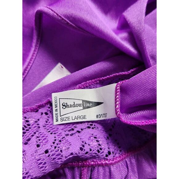 Vintage Shadowline Purple Lace Bodice Nylon Nightgown Women’s Large #31737 - Picture 5 of 9